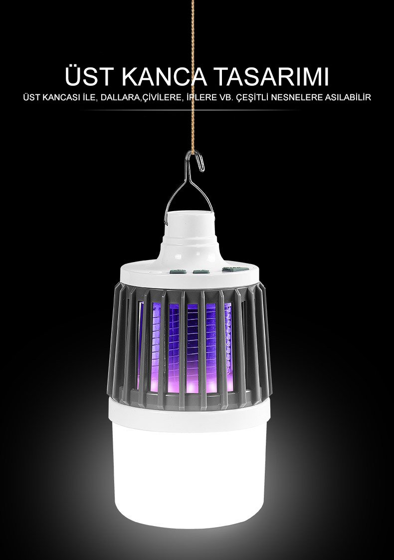 Powermaster MX-858 USB'li Sinek Öldürücü Özellikli 3 Modlu Şarjlı Kamp Feneri