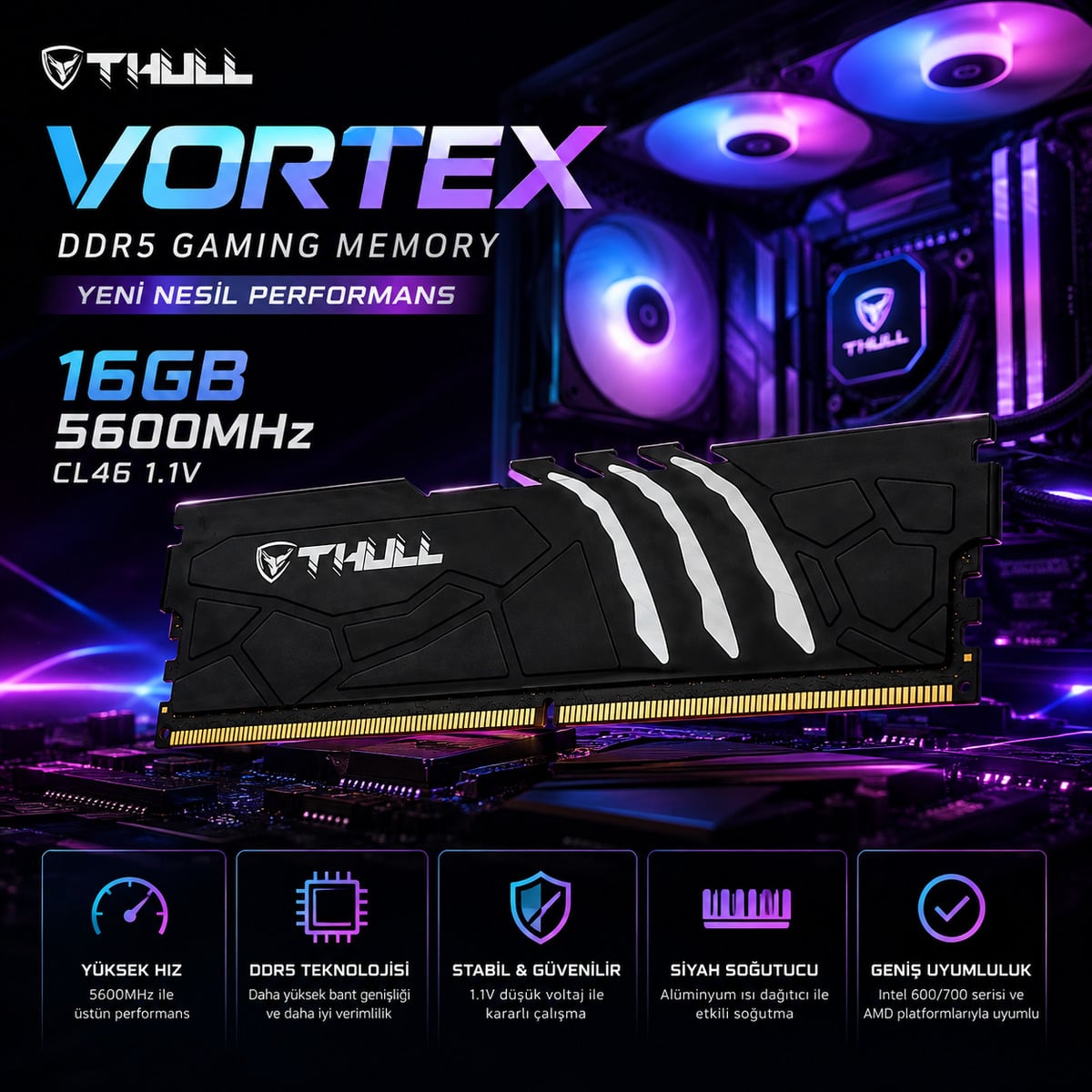 THULL Vortex 16GB DDR5 5600MHz Gaming RAM
