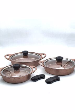 lisa Granit Döküm 3 Lü Sahan Set Rose 0