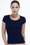 Lacivert Kadın Açık Yaka Kısa Kol Modal Body 1035 